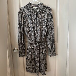Boden Black and Cream Paisley Shirt Dress